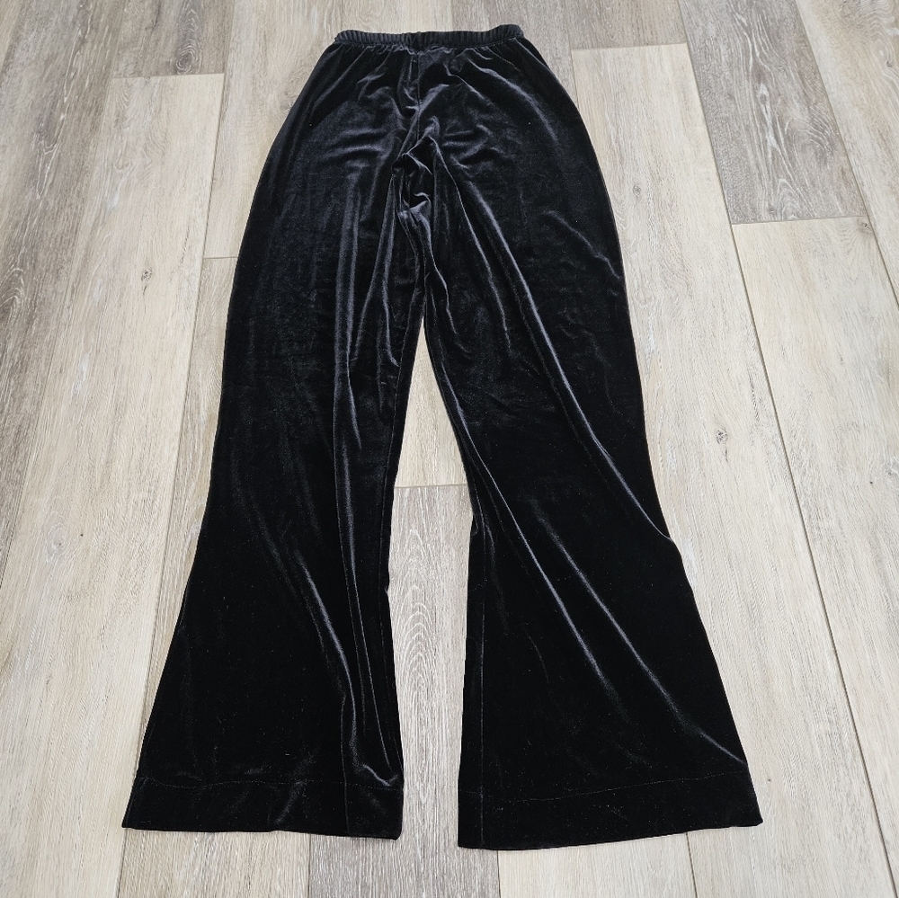 Danskin Y2K Vintage Velvet Velour Pants Black Women's Small Dance Team Classic - Picture 5 of 7